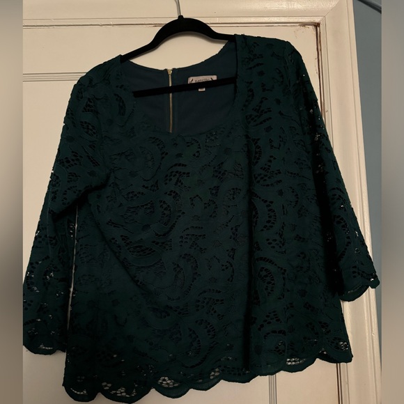 Nanette Lepore Green Lace Blouse Size L - Picture 2 of 3